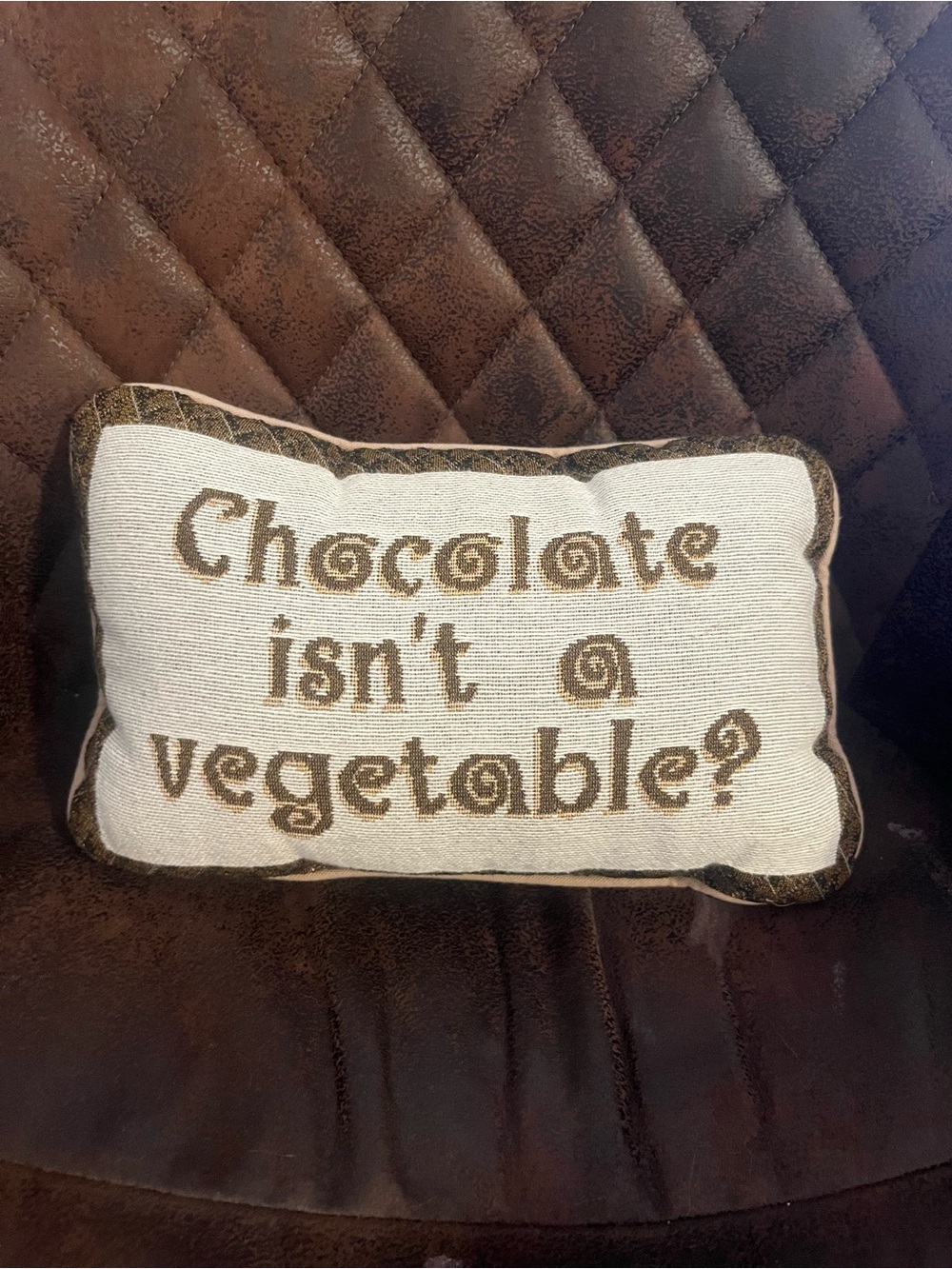 12” x 8”  Vintage Chocolate Isn’t a Vegetable Tapestry Accent Pillow